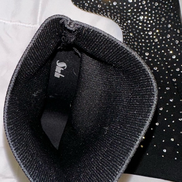 Never Worn SHEIN Rhinestone Decor Point Toe Stiletto Black Boots - Picture 4 of 6